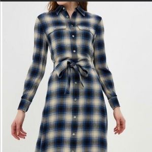 Polo Ralph Lauren plaid wool and cotton button up shirt dress